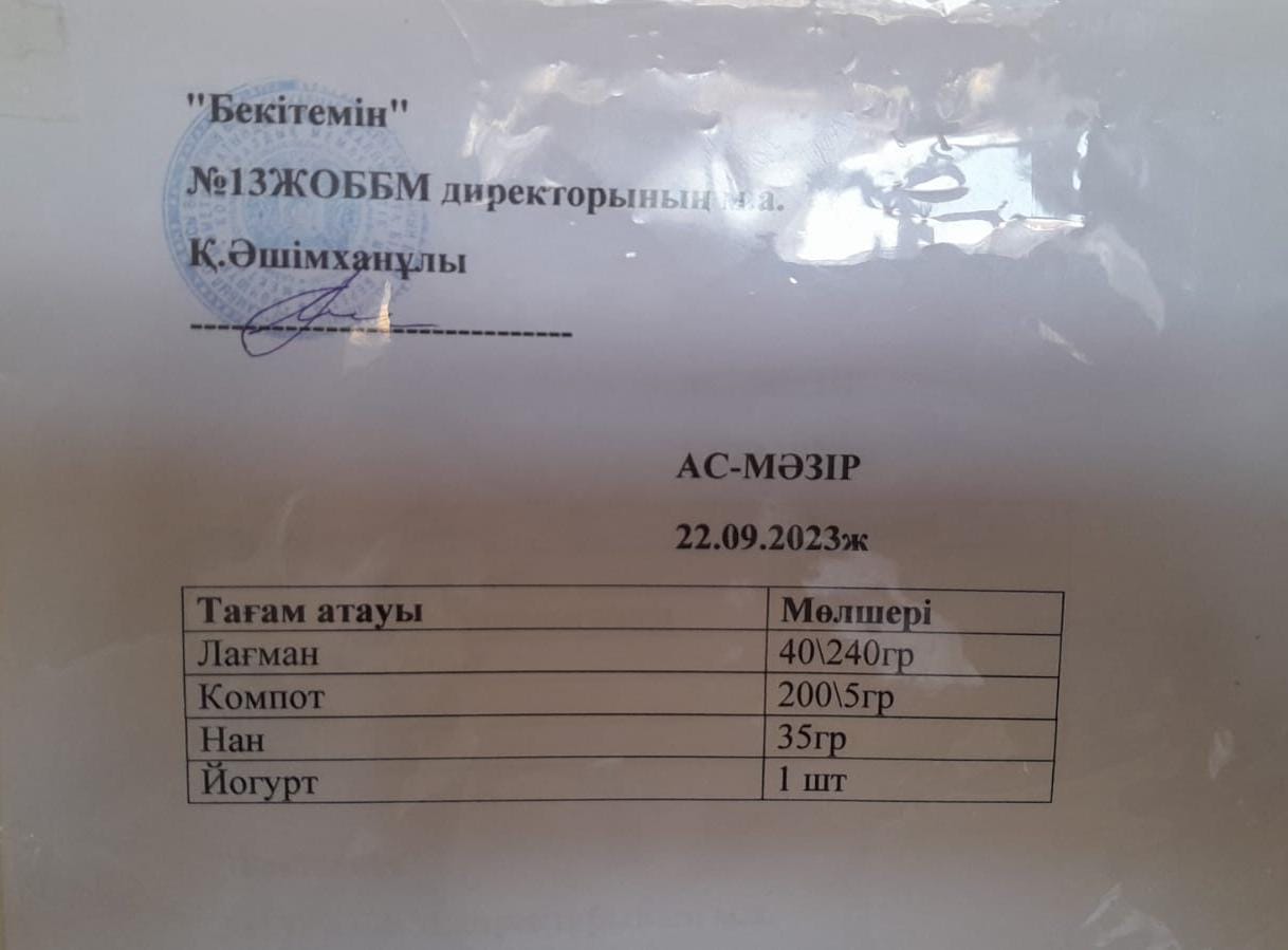 Білім алушылардың тамақтану кездері